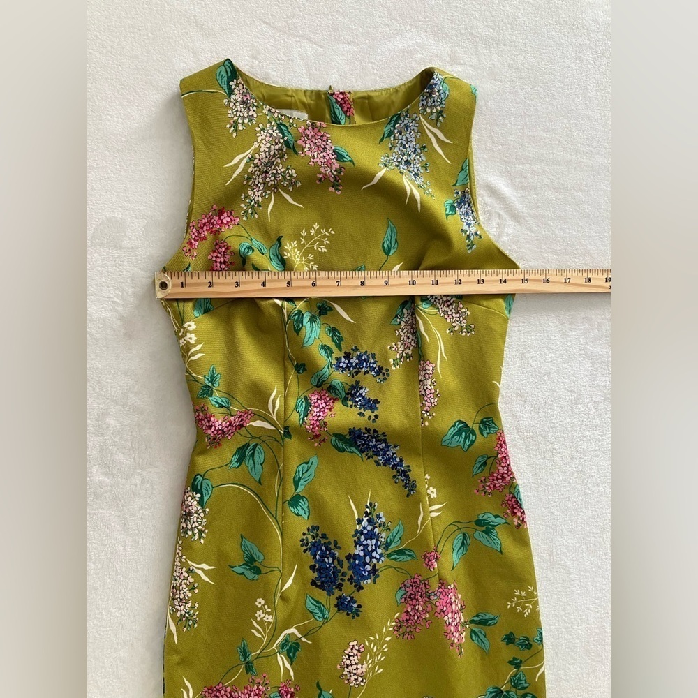 Hobbs London Size 4 Green Chartreuse Moira Garden Floral Sheath Occasions Dress - Picture 14 of 16